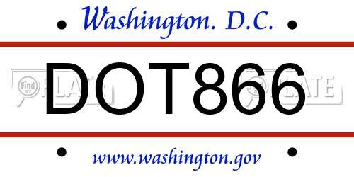 DOT866 District Of Columbia License Plate