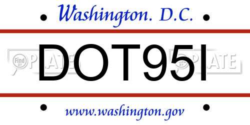 DOT95I District Of Columbia License Plate