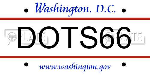 DOTS66 District Of Columbia License Plate