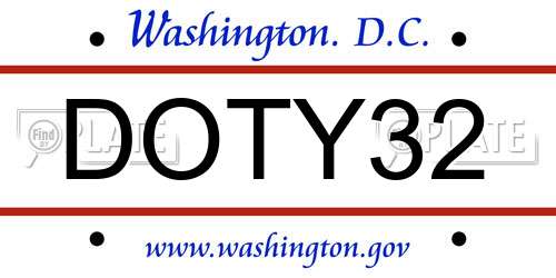DOTY32 District Of Columbia License Plate