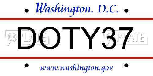 DOTY37 District Of Columbia License Plate