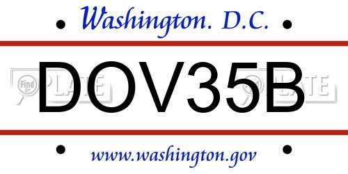 DOV35B District Of Columbia License Plate