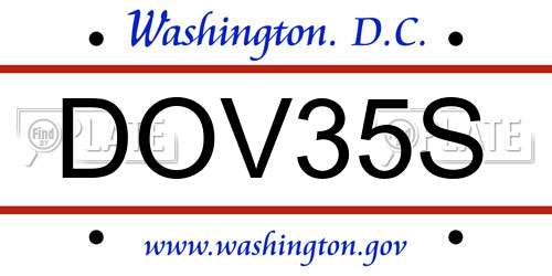 DOV35S District Of Columbia License Plate