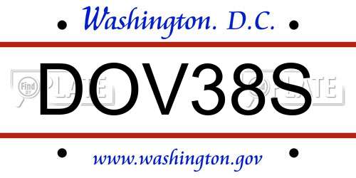 DOV38S District Of Columbia License Plate
