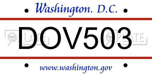 DOV503 District Of Columbia License Plate