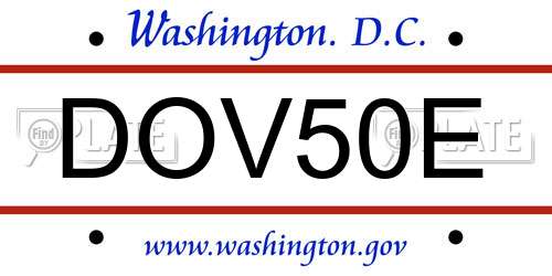 DOV50E District Of Columbia License Plate