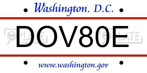 DOV80E District Of Columbia License Plate