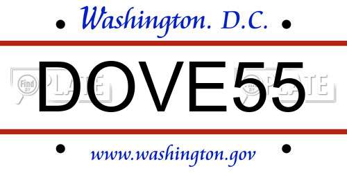DOVE55 District Of Columbia License Plate
