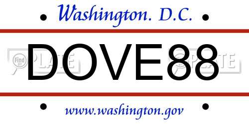 DOVE88 District Of Columbia License Plate