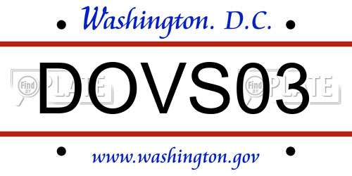 DOVS03 District Of Columbia License Plate