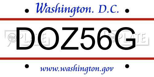 DOZ56G District Of Columbia License Plate