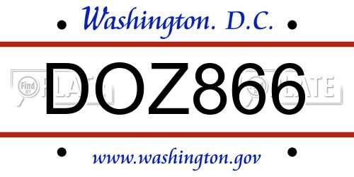 DOZ866 District Of Columbia License Plate