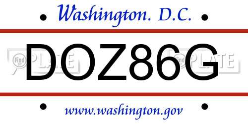 DOZ86G District Of Columbia License Plate