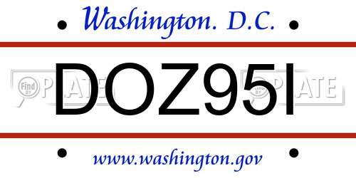 DOZ95I District Of Columbia License Plate