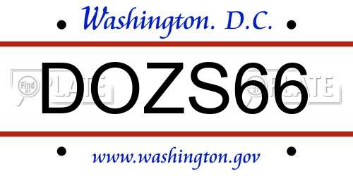 DOZS66 District Of Columbia License Plate