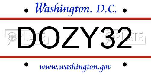 DOZY32 District Of Columbia License Plate