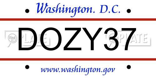 DOZY37 District Of Columbia License Plate