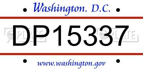 DP15337 District Of Columbia License Plate