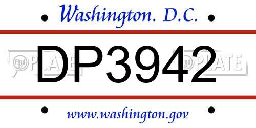 DP3942 District Of Columbia License Plate