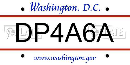 DP4A6A District Of Columbia License Plate