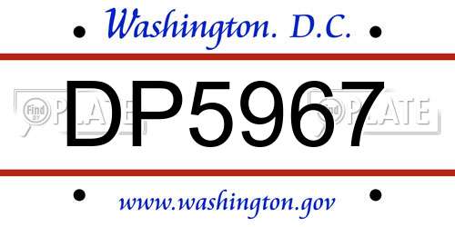 DP5967 District Of Columbia License Plate