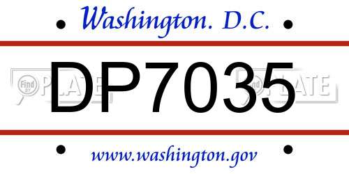 DP7035 District Of Columbia License Plate