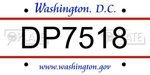 DP7518 District Of Columbia License Plate