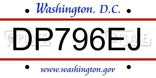 DP796EJ District Of Columbia License Plate