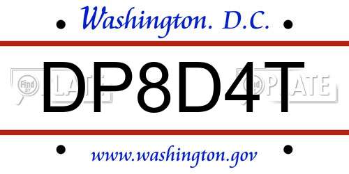 DP8D4T District Of Columbia License Plate