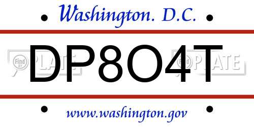 DP8O4T District Of Columbia License Plate