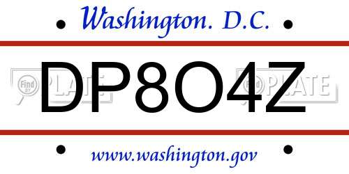 DP8O4Z District Of Columbia License Plate