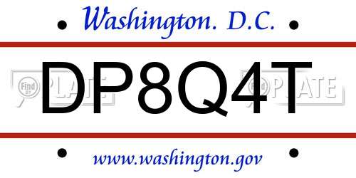 DP8Q4T District Of Columbia License Plate