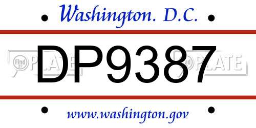 DP9387 District Of Columbia License Plate