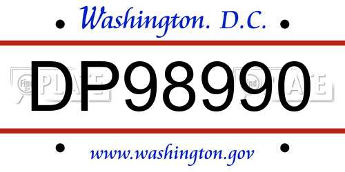 DP98990 District Of Columbia License Plate
