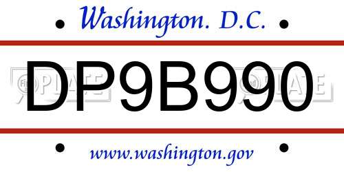 DP9B990 District Of Columbia License Plate