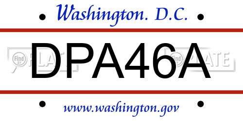 DPA46A District Of Columbia License Plate
