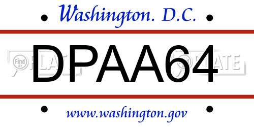 DPAA64 District Of Columbia License Plate