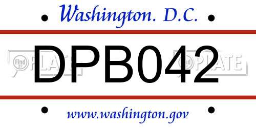 DPB042 District Of Columbia License Plate