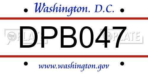 DPB047 District Of Columbia License Plate