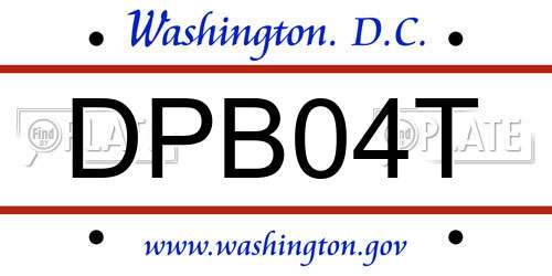 DPB04T District Of Columbia License Plate