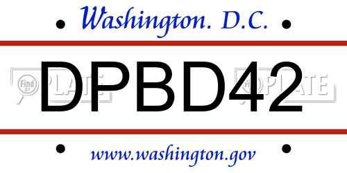DPBD42 District Of Columbia License Plate