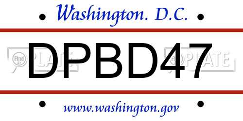 DPBD47 District Of Columbia License Plate