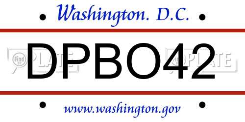 DPBO42 District Of Columbia License Plate