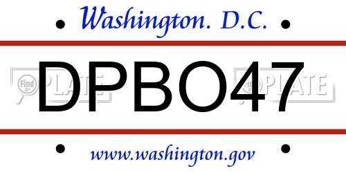 DPBO47 District Of Columbia License Plate
