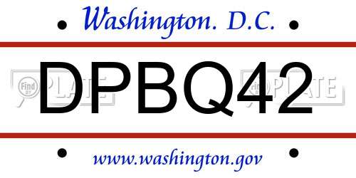 DPBQ42 District Of Columbia License Plate
