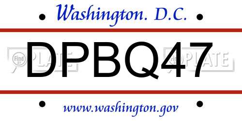 DPBQ47 District Of Columbia License Plate