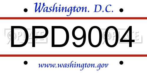 DPD9004 District Of Columbia License Plate