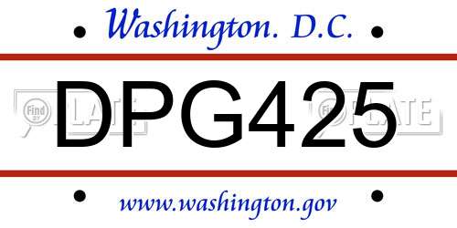 DPG425 District Of Columbia License Plate