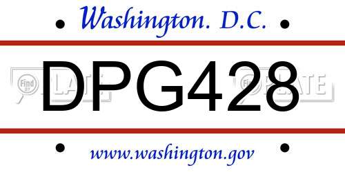 DPG428 District Of Columbia License Plate