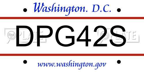DPG42S District Of Columbia License Plate